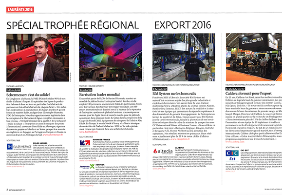 Barrisol® lauréat du Trophée Export 2016